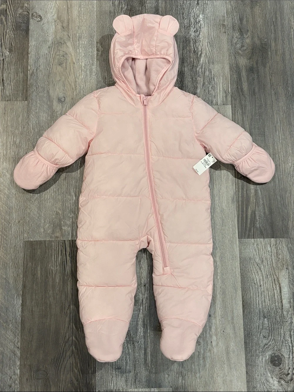 Old Navy Light Pink Hooded Puffer Infant Snowsuit